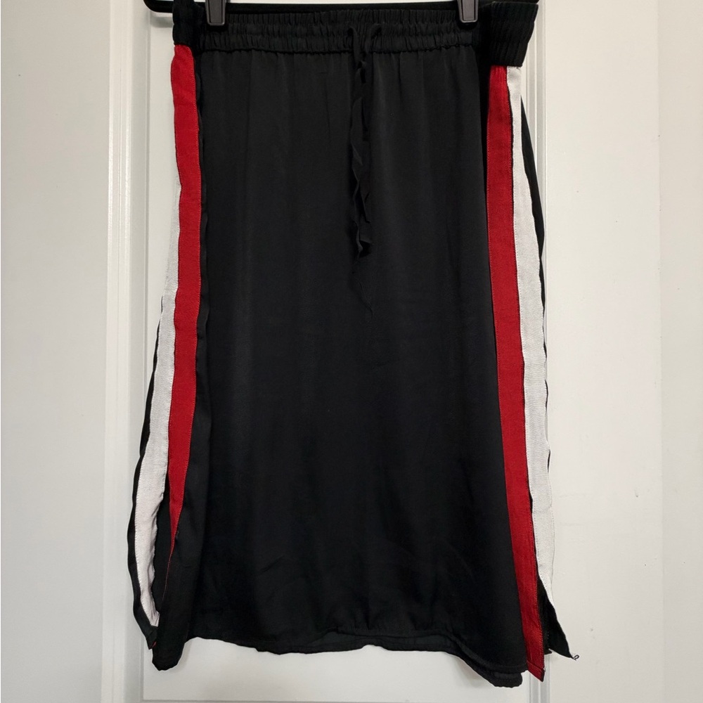 Who What Wear Black Skirt with Red and White Stripes
